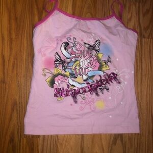 Pink Butterfly Graphic Kids Tank Top
